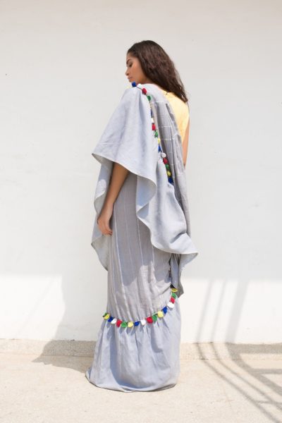 Julley Handloom Cotton Grey Saree by PeeliDori, INR 13,50