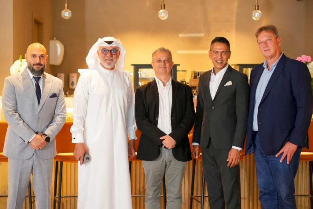 L-R: Axel Assaf, Operations Manager, Black Coffee by Cafe Younes, UAE, Mohammed S. Alawadhi, Managing Director – Cheval Collection, Amin Younes, Owner & Managing Partner at Black Coffee by Café Younes, Hossam Nabil, General Manager, Cheval Maison – The Palm and John Philipson, Chief Operating Officer, Cheval Collection.
